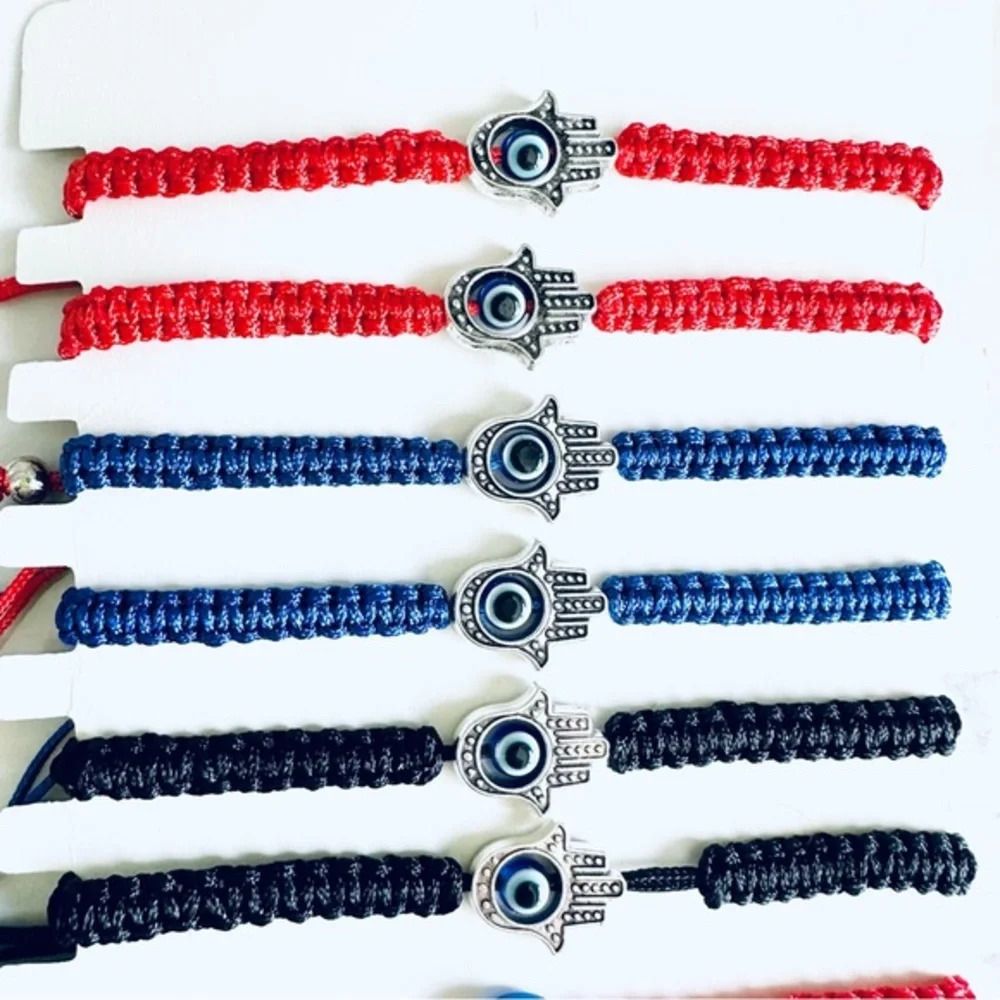 CLEARANCE Lucky Evil Eye Hamsa Bracelet Beads Red Blue String Protection Unisex - Picture 9 of 13